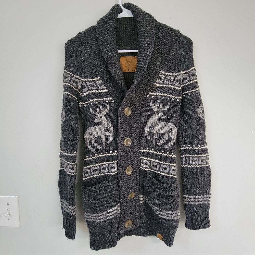 Aritzia TNA Lambswool Deer Cardigan Women's XS Cabincore Nordic Grandpacore
